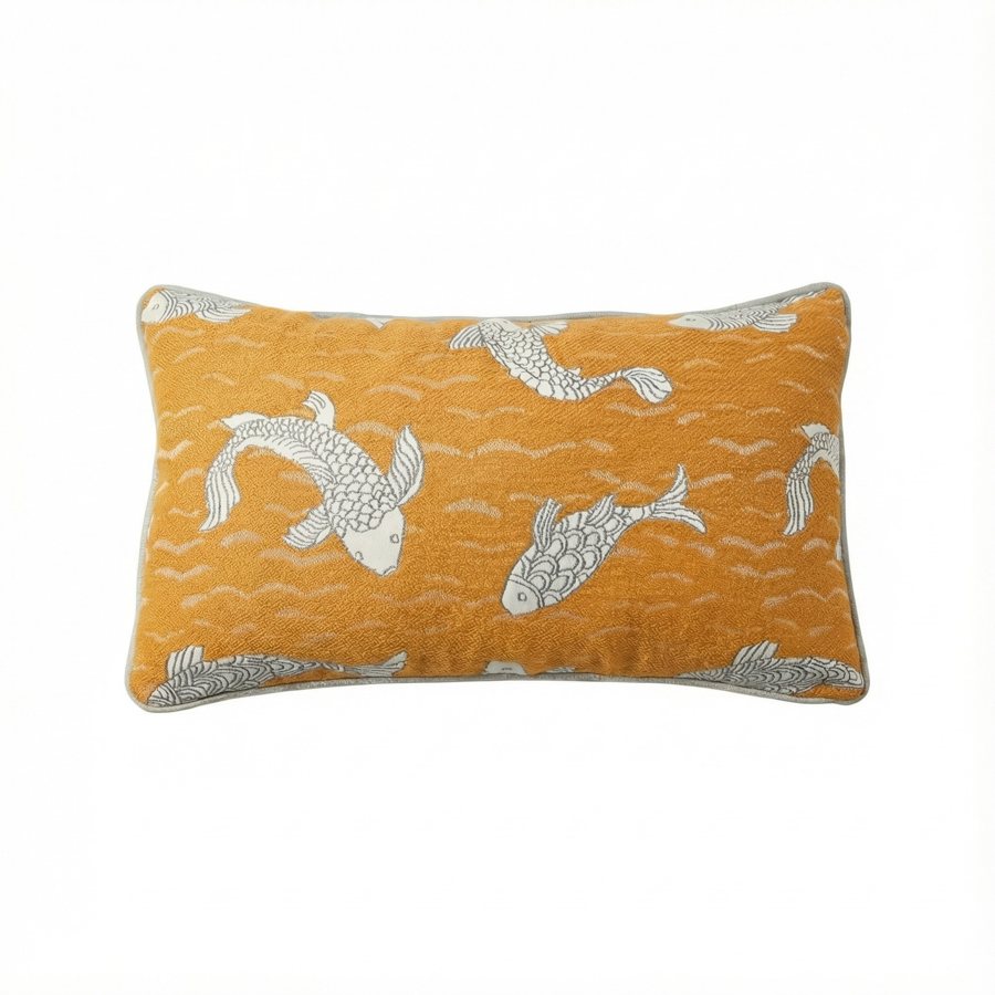 Royal Teak Collection Koi Tangerine 12" × 20" Lumbar Pillow (1KT12)