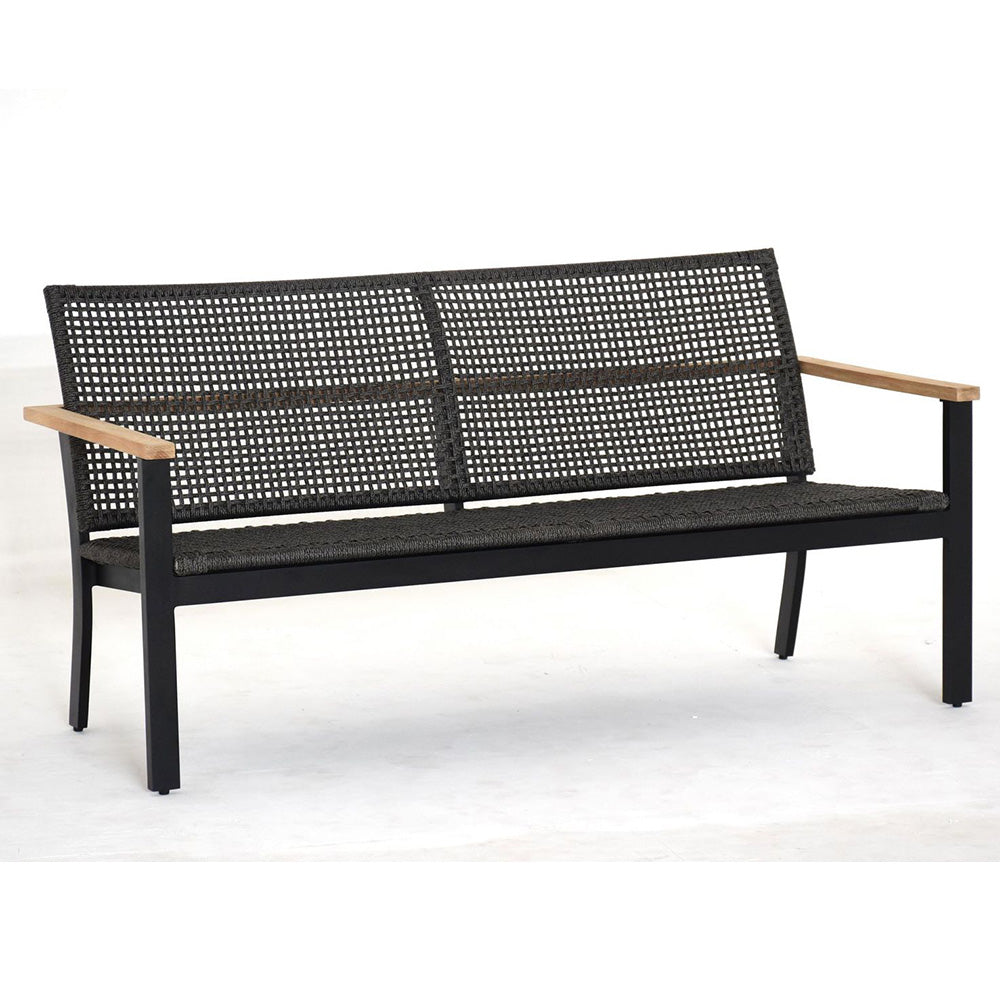 Royal Teak Collection Naples 3-Seater Sofa in Black Aluminum & Charcoal Rope (NAP3S)