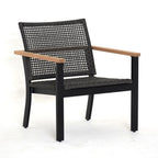 Royal Teak Collection Naples Club Chair in Black Aluminum & Charcoal Rope (NAPCC)