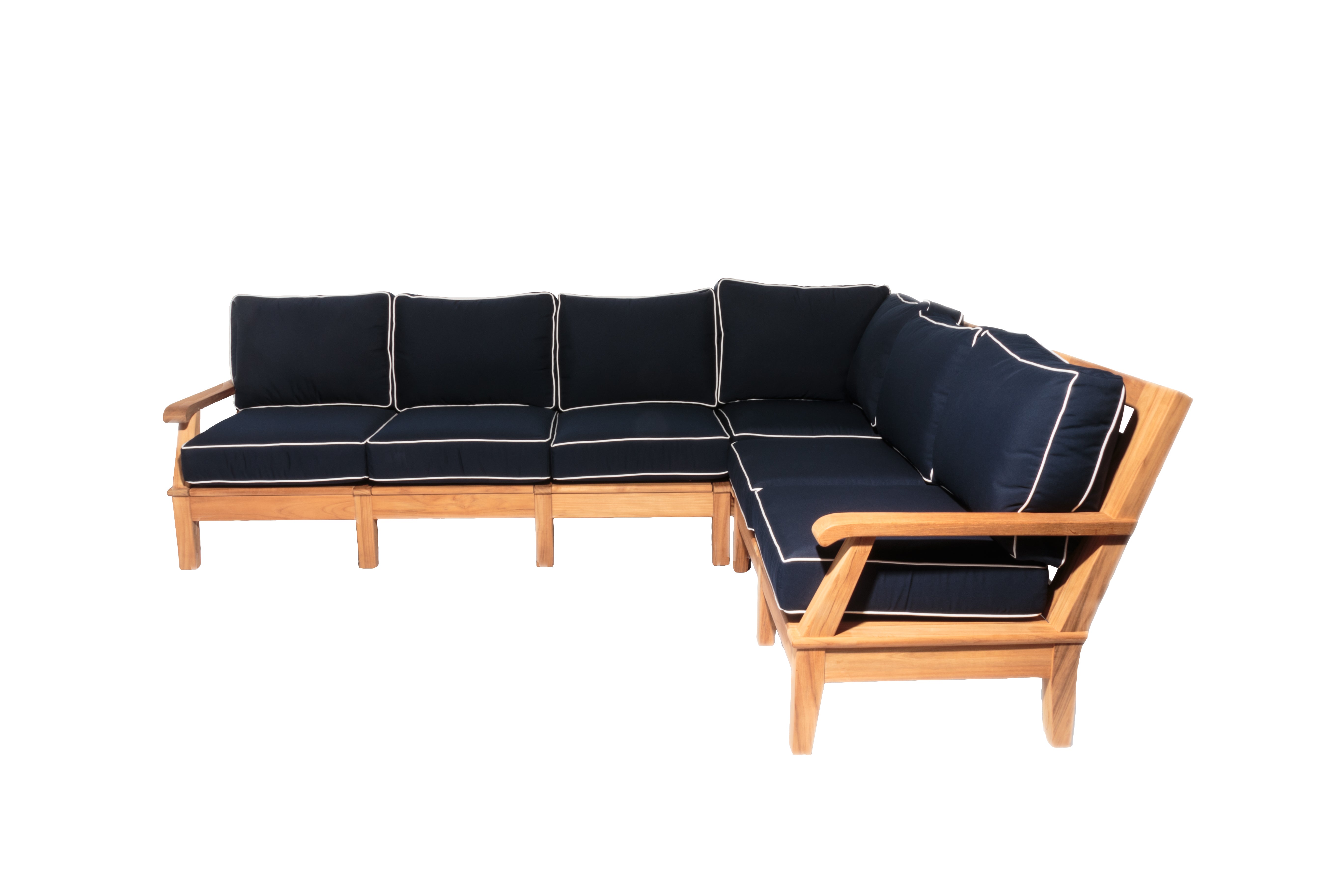 Royal Teak Collection Miami Sectional - 5 Piece - Corner Unit, 1-Seater Arm Right,  1-Seater Arm Left, Armless x2