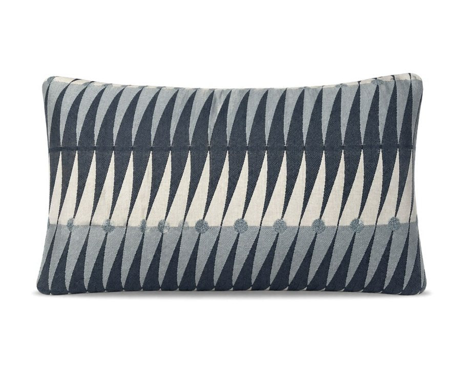 Royal Teak Collection Art Deco Stripe Blue 12" × 20" Lumbar Pillow (ARTDEB12)