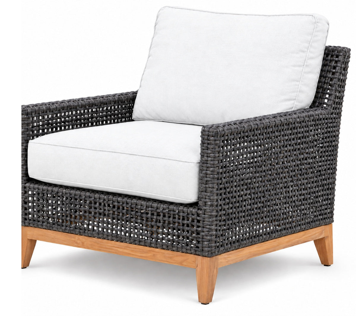 Royal Teak Collection Cannes Club Chair with Solid Teak Perimeter Base and White Sunbrella Cushion
