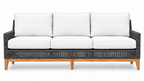 Royal Teak Collection Cannes 3-Seater Sofa with Solid Teak Perimeter Base and White Sunbrella Cushions