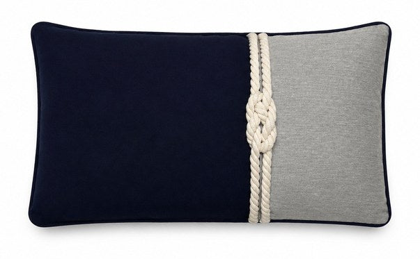 Royal Teak Collection Canvas Navy Gray Combo 12" × 20" Lumbar Pillow (CANVCOMB12)