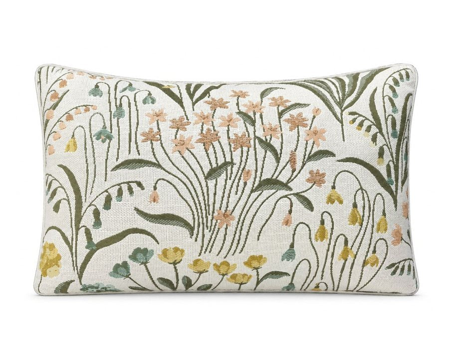 Royal Teak Collection Cottage Bloom Neutral 12" × 20" Lumbar Pillow (COTBNE12)