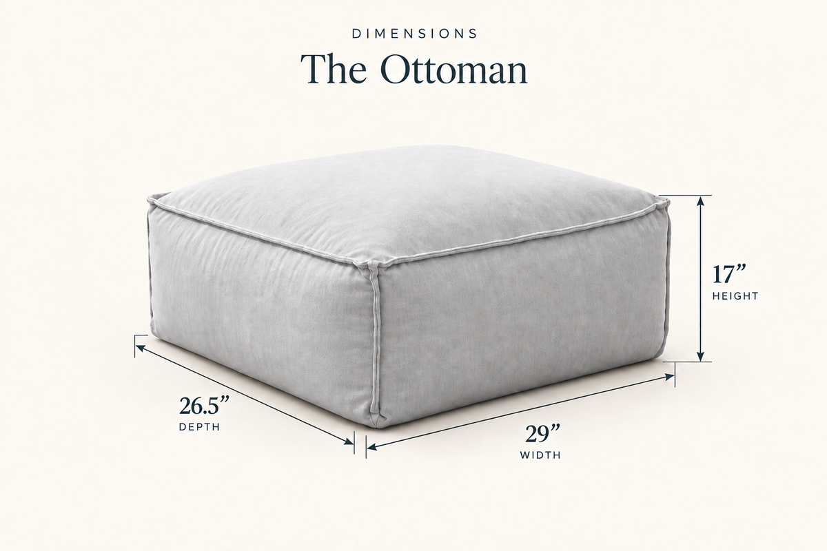 Cove Ottoman dimensions diagram