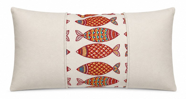 Royal Teak Collection Fish Canvas Coral 12" × 20" Lumbar Pillow (FISHCOR12)