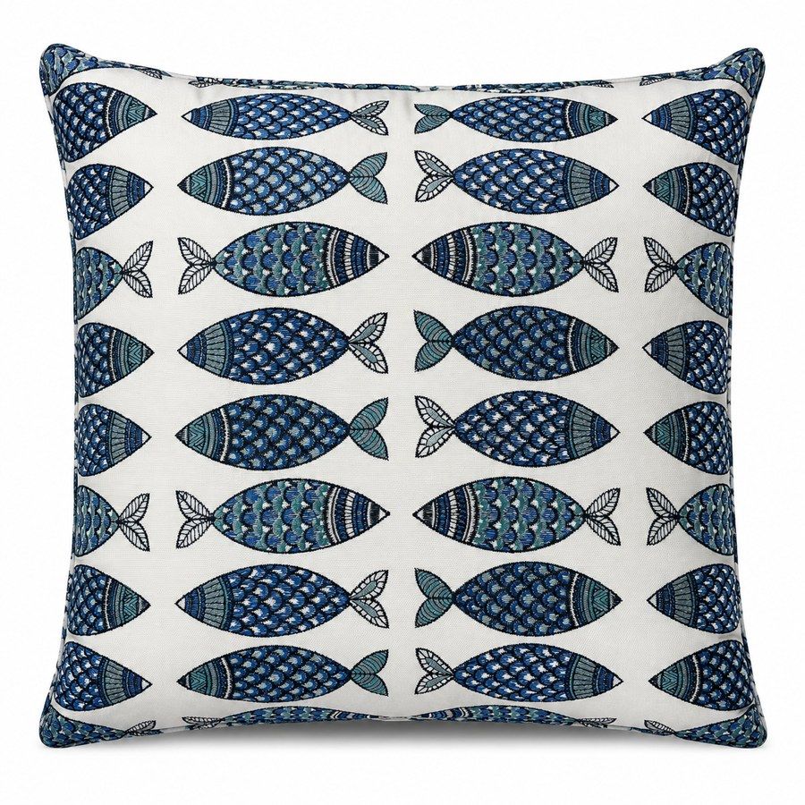 Royal Teak Collection Fish Fish Navy 20" × 20" Throw Pillow (FISHNAV20)