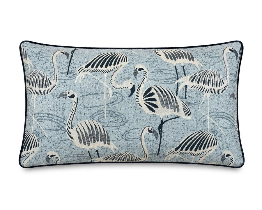 Royal Teak Collection Flamingo Light Blue 12" × 20" Lumbar Pillow (FLAMLB12)