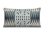 Royal Teak Collection Geo X Art Deco Stripe Blue 12" × 20" Lumbar Pillow (GEARTB12)
