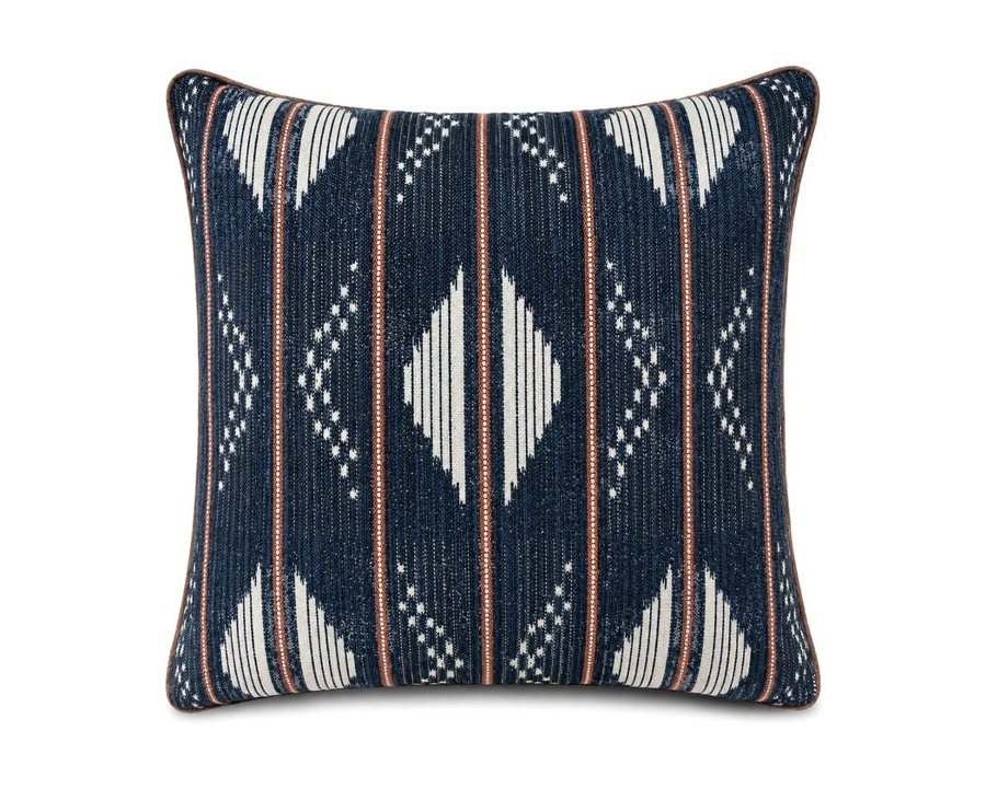 Royal Teak Collection Ikat Stripe Navy 20" × 20" Throw Pillow (IKASTN20)