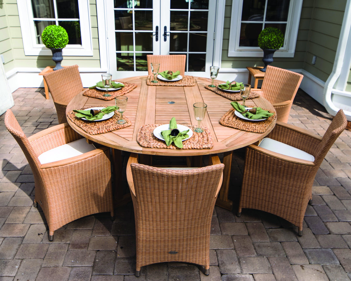 Royal Teak Collection 6' Drop Leaf Teak Table - Round — original product photography