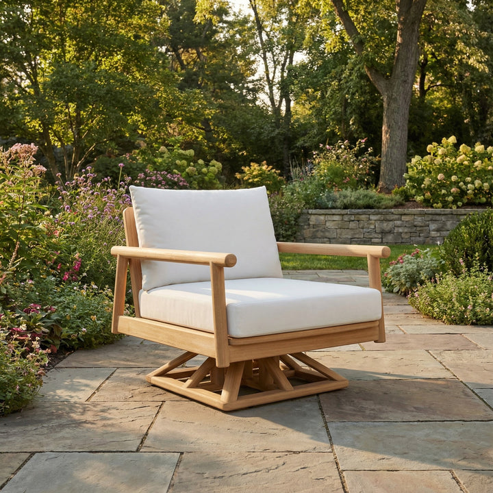 Seville Swivel Chair; photography shows a sample fabric