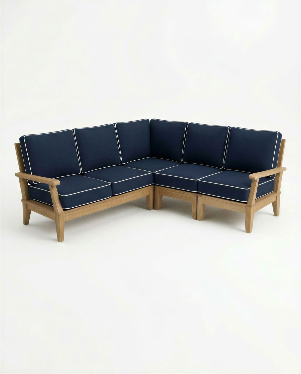 Miami five-piece sectional with navy cushions
