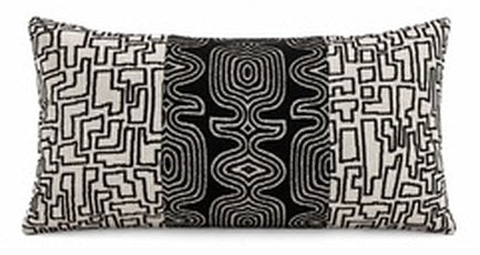Royal Teak Collection Maze Totem Black Combo 12" × 20" Lumbar Pillow (MAZTOTBLK12)