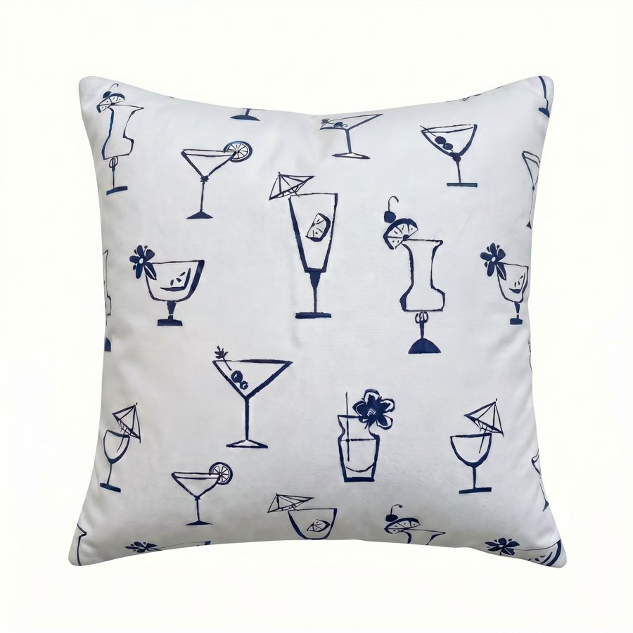 Royal Teak Collection Tini Time White 20x20 Throw Pillow (80TTW20)