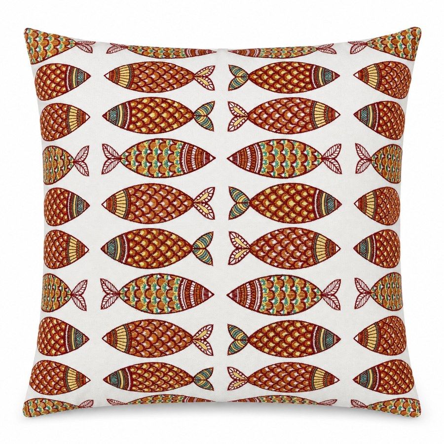 Royal Teak Collection Fish Fish Coral 20x20 Throw Pillow (48FC20)