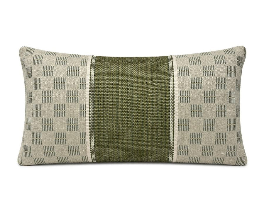 Royal Teak Collection Savanna Check Green 12" × 20" Lumbar Pillow (SAVCEG12)