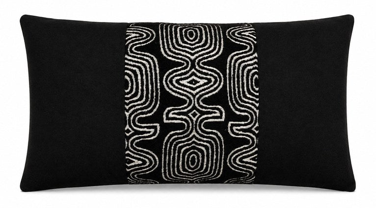 Royal Teak Collection Totem Canvas Black 12" × 20" Lumbar Pillow (TOTCANBLK12)