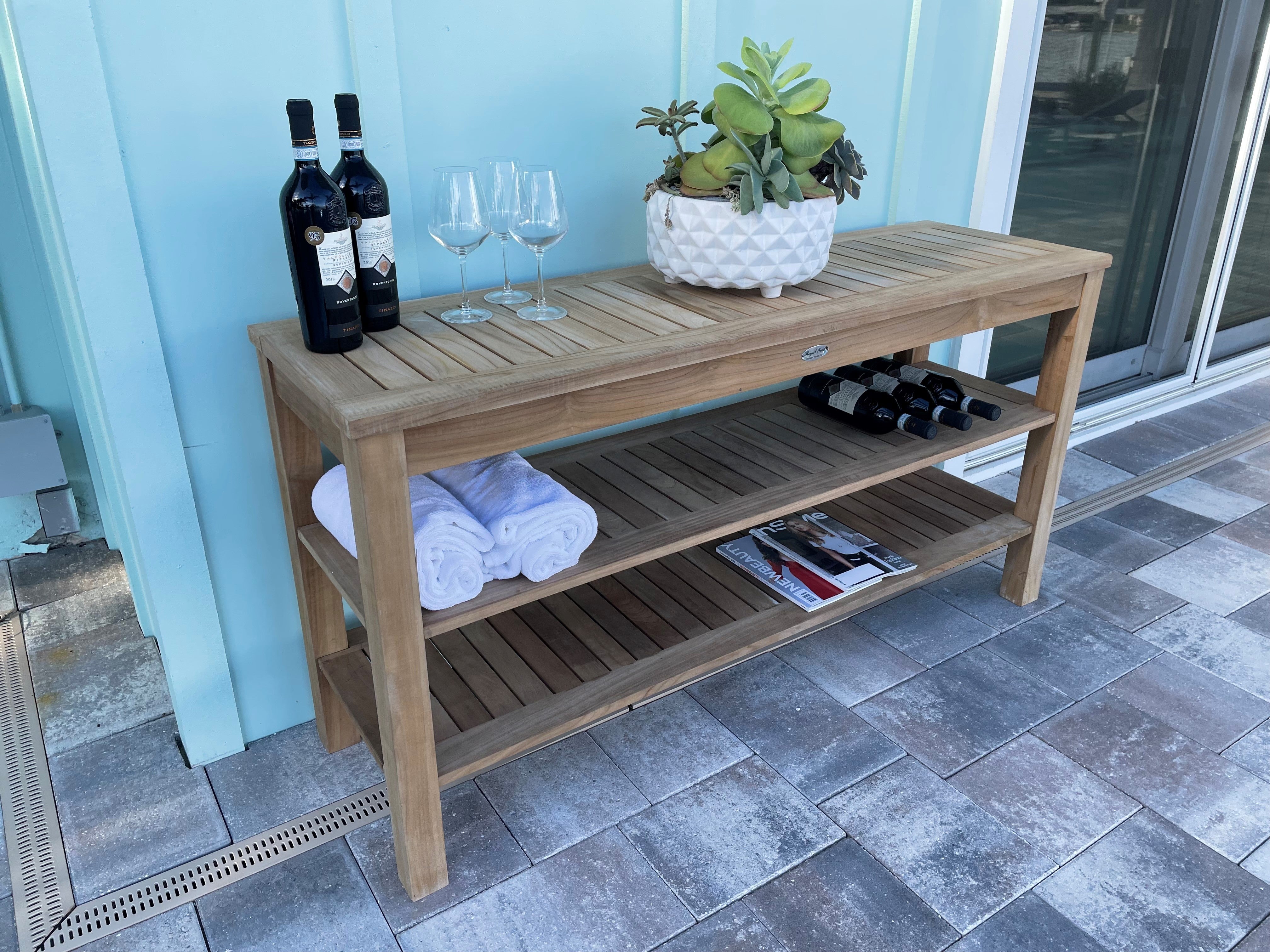 Royal Teak Collection Console Table with two shelves