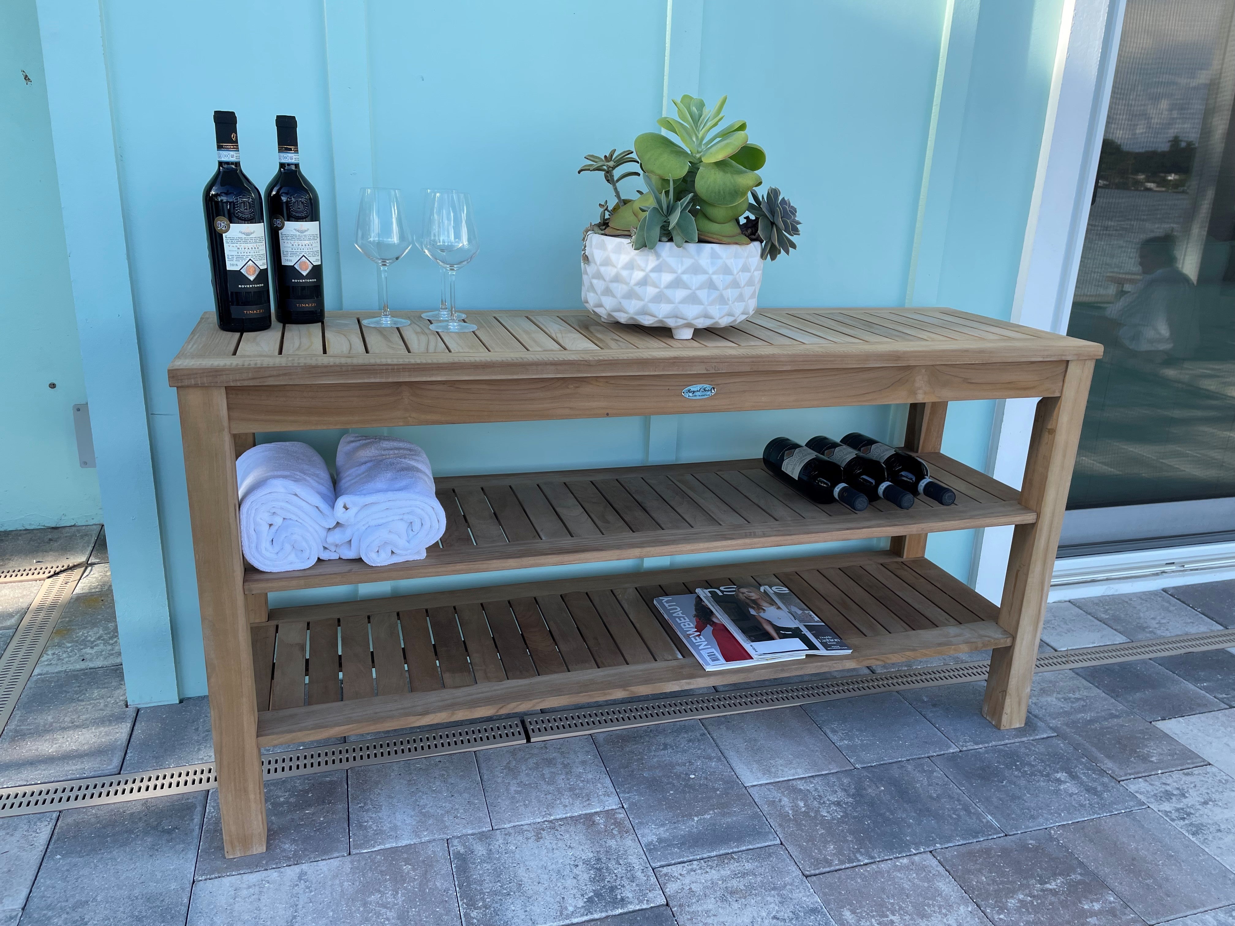 Royal Teak Collection Console Table with two shelves