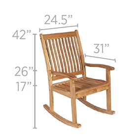 Royal Teak Collection Highback Comfort Rocking Chair