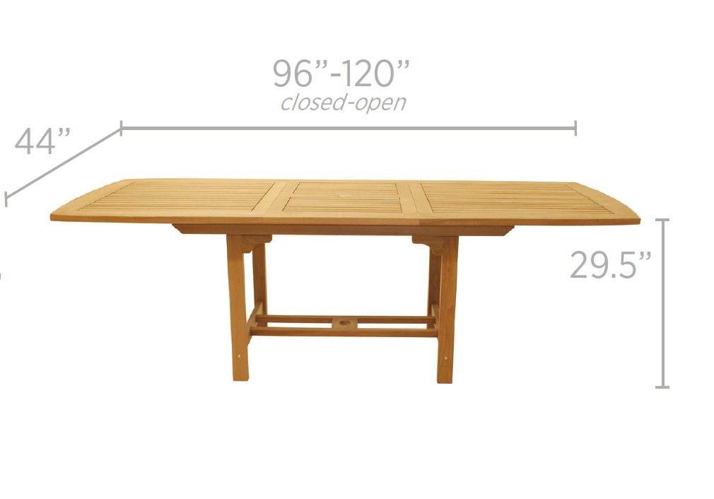 Royal Teak Collection 96/120 Family Expansion Table-Rectangular