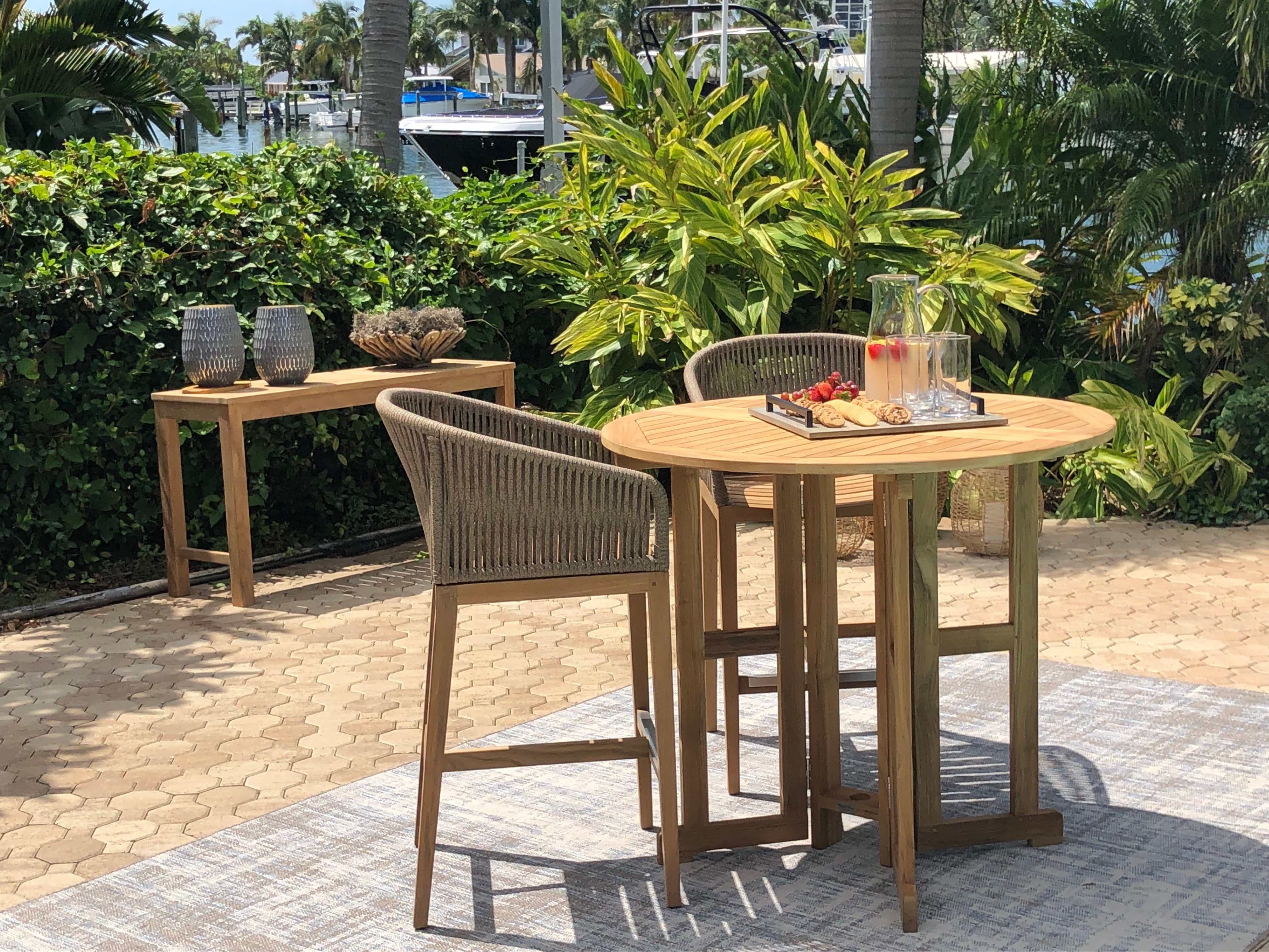 Royal Teak Collection Bar Drop Leaf Table Round 45"