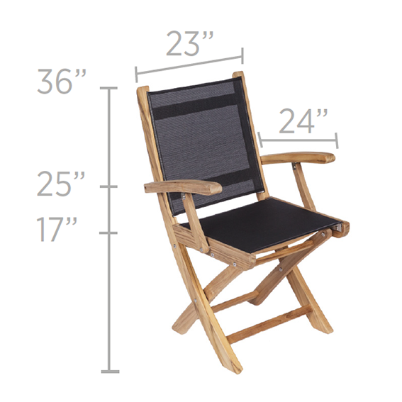 Royal Teak Collection Sailmate Folding Arm Sling Chair